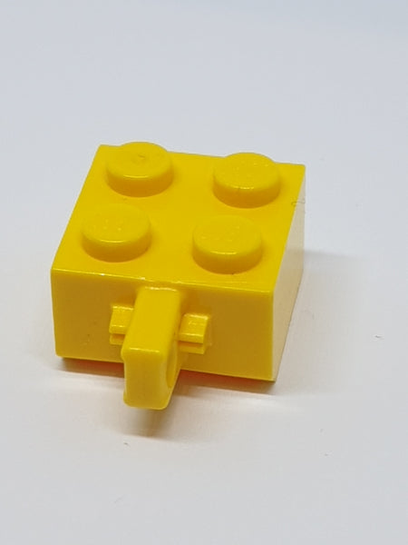 2x2 Scharnierstein mit 1 Fingern Kreuzloch ohne Achsloch gelb yellow