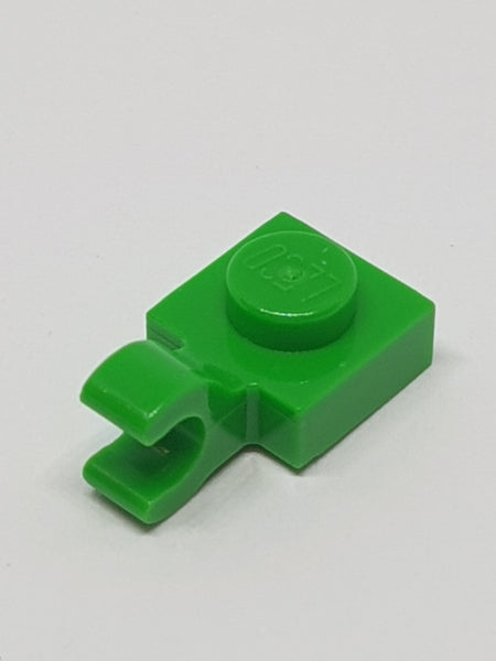1x1 Platte mit offenem O-Clip horizontal medium grün bright green