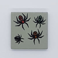 2x2 Fliese bedruckt with Groove with 4 Spiders Pattern althellgrau light gray