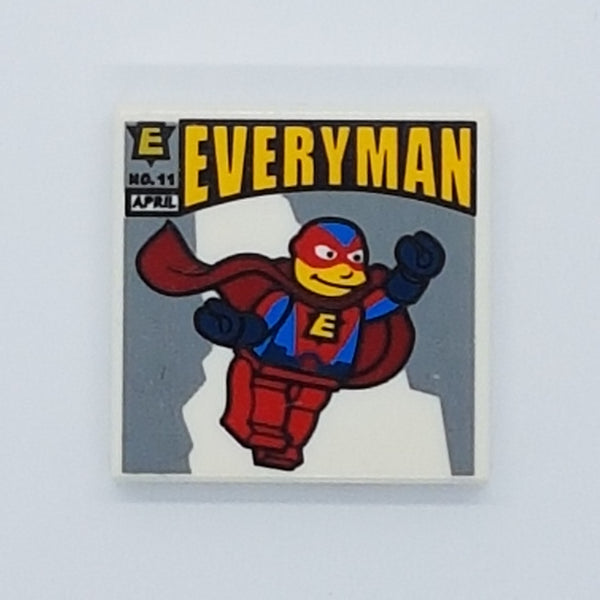 2x2 Fliese bedruckt with Groove with Simpsons 'EVERYMAN' Comic Book Pattern weiß white