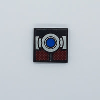 2x2 Fliese bedruckt with Groove with Dark Red Body Armor Panels and Silver Belt with Blue Button Pattern (Sticker) - Set 76051 schwarz black