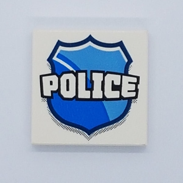 2x2 Fliese bedruckt with Groove with 'POLICE' on Badge Pattern weiß white