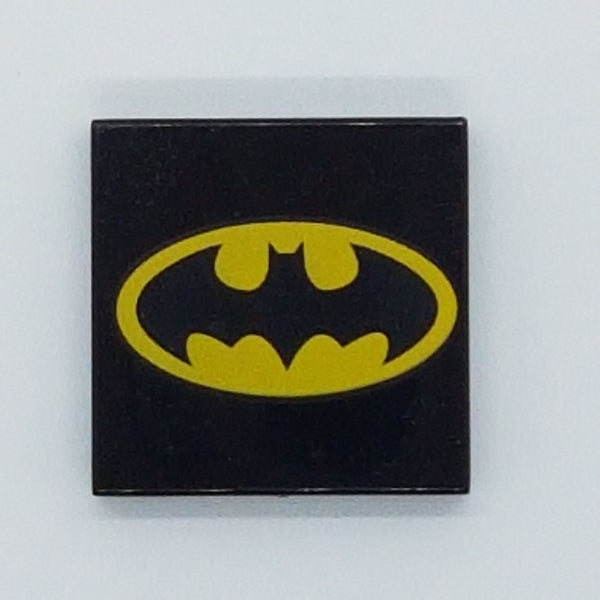 2x2 Fliese bedruckt with Groove with Oval Batman Logo Pattern schwarz black