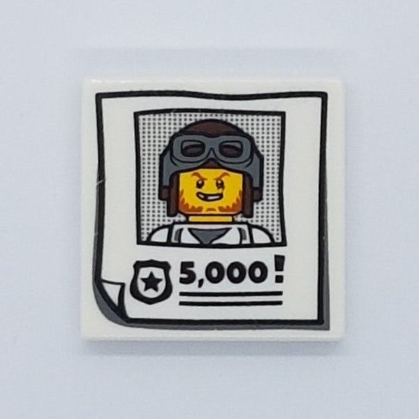 2x2 Fliese bedruckt with Groove with Criminal Wanted Poster and '5,000!' Pattern weiß white