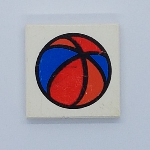 2x2 Fliese bedruckt with Fabuland Ball Pattern weiß white