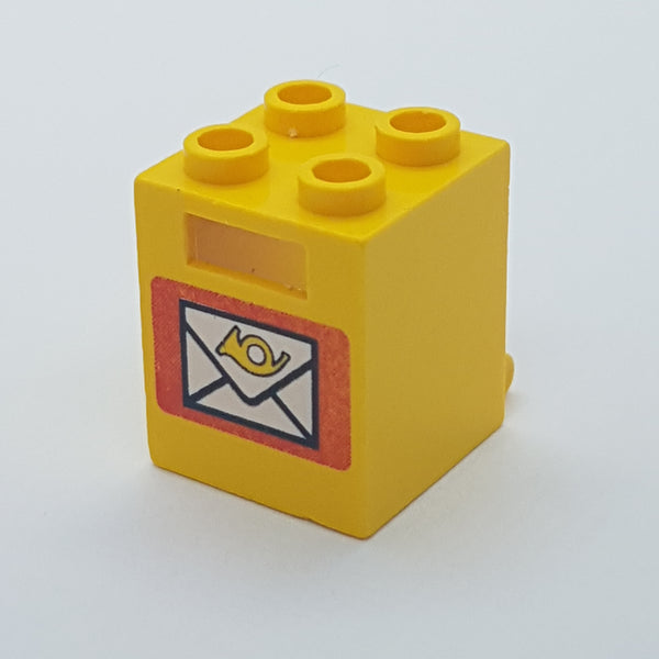2x2x2 Behälter Briefkasten offene Noppen bedruckt mit Mail Pattern, gelb