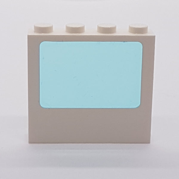 1x4x3 Fensterrahmen Paneel mit fixiertem Glas hellblau, weiß white