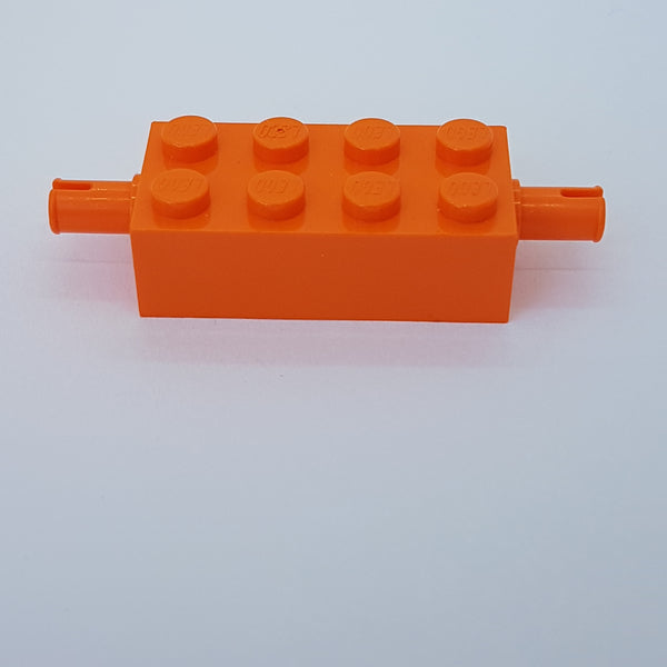 2x4 modifizierter Stein Achse mit 2 Pins orange