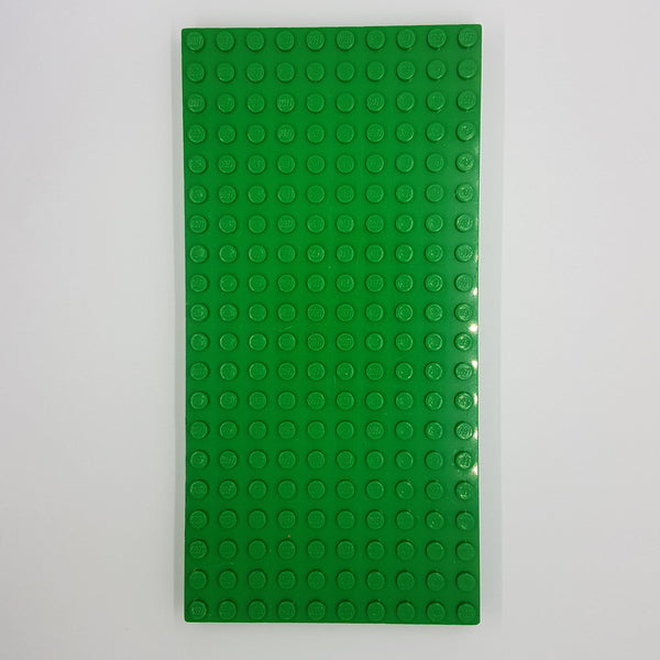 10x20 Stein / Platte Noppen am Außenrand mit doppeltem Kreuz am Boden grün