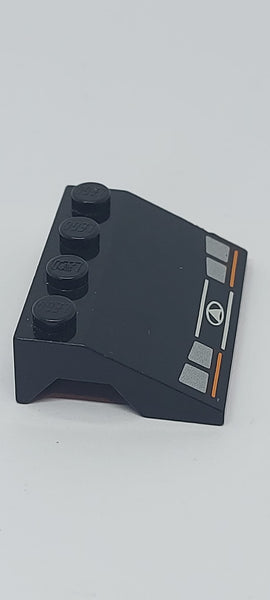 3x4 Schrägstein mit Radkasten Kotflügel bedruckt with Quad Headlights Pattern schwarz black