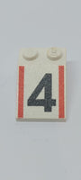 2x3 Dachstein 25° bedruckt with Number 4 and Red Stripes Pattern weiß white