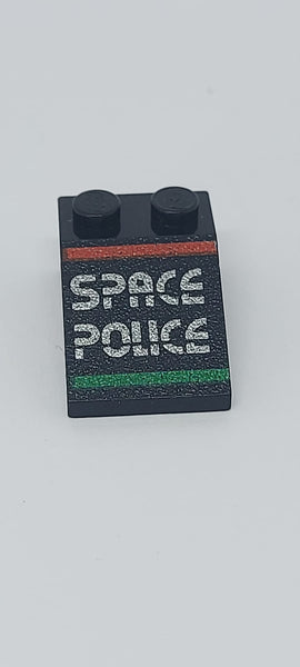 2x3 Dachstein 25° bedruckt with Space Police II Pattern schwarz black