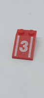 2x3 Dachstein 25° bedruckt with Number 3 Pattern rot