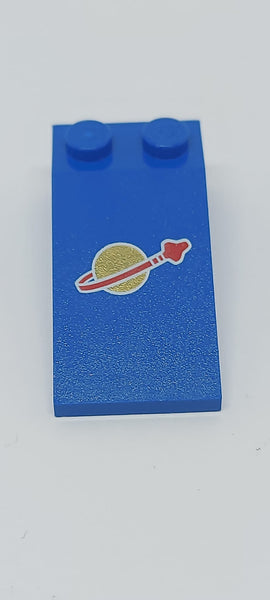 2x4x1 Dachstein 18° bedruckt with Classic Space Logo Pattern blau