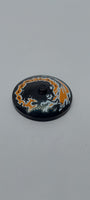 4x4 Satschüssel Ø32x6,4 bedruckt with Solid Stud with Dragon Orange and White Pattern schwarz black