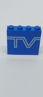 1x4x3 Wandelement Paneel ohne Seitenstützen geschlossene Noppen bedruckt with TV Logo Pattern blau