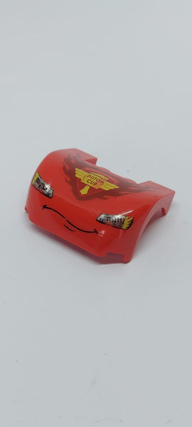 3x4x1 2/3 Motorhaube Schutzblech bedruckt Cars rund mit Headlights, Thin Curved Smile and 'PISTON CUP' Pattern rot