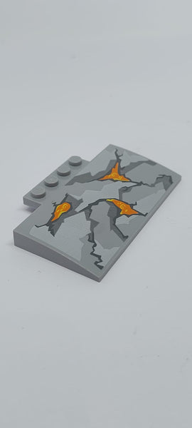 5x6x2/3 Dachstein gebogen bedruckt mit Cracks and Lava Pattern (10722) neuhellgrau