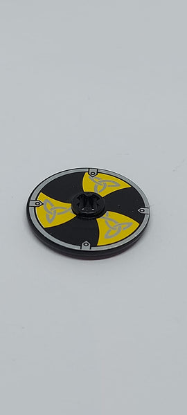 3x3 Technik Scheibe beklebt with Viking Shield Black / Yellow 6 Section Pattern (Sticker) - Sets 7016 / 7019 schwarz black