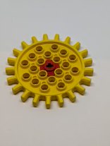 Technik Zahnrad Expert Builder 21 Zähne mit Achsloch, mit roter Verstärkung gelb yellow