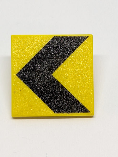 Minifigur Schild Strassenschild bedruckt viereckig mit Clip with Black Chevron Pattern (Printed) gelb Yellow