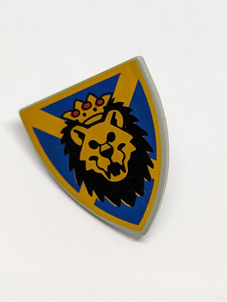 Schild bedruckt Triangular with Lion Head, Blue and Yellow Pattern althellgrau light gray