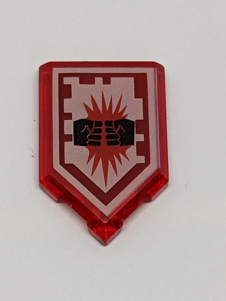 2x3 Fliese modifiziert Pentagon Fünfeck bedruckt with Nexo Power Shield Pattern - Charging Attack transparent rot trans-red