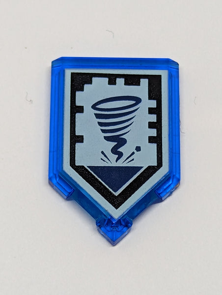 2x3 Fliese modifiziert Pentagon Fünfeck bedruckt with Nexo Power Shield Pattern - Sword Tornado transparent dunkelblau trans dark blue trans-dark blue