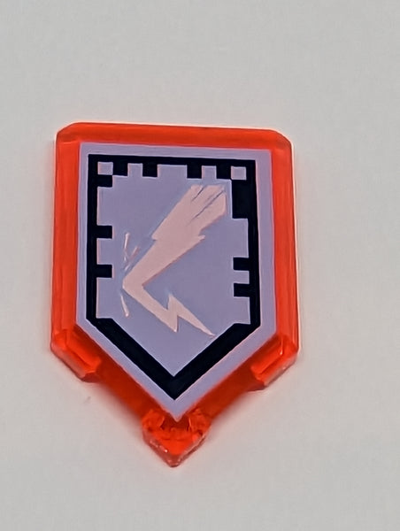 2x3 Fliese modifiziert Pentagon Fünfeck bedruckt with Nexo Power Shield Pattern - Backlash Lightning transparent neonorange trans-neon orange