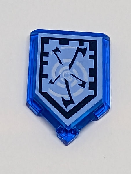2x3 Fliese modifiziert Pentagon Fünfeck bedruckt with Nexo Power Shield Pattern - Whirlwind transparent dunkelblau trans dark blue trans-dark blue