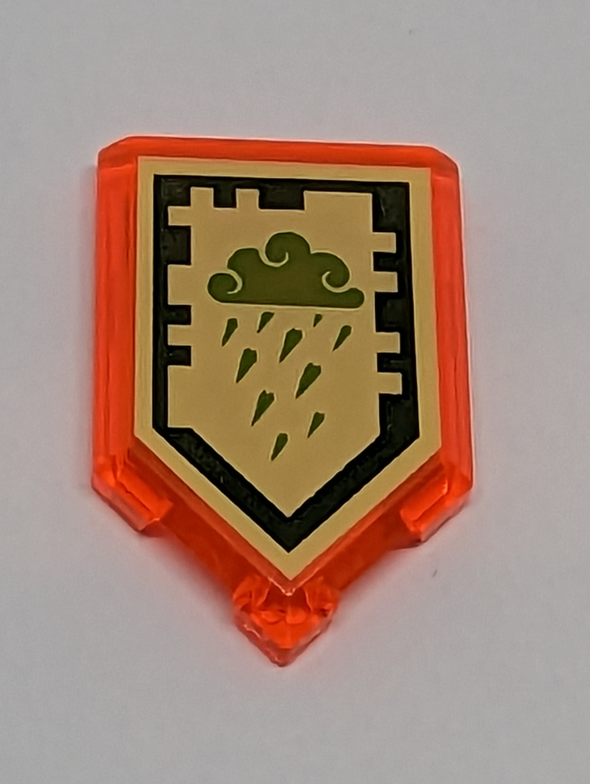 2x3 Fliese modifiziert Pentagon Fünfeck bedruckt with Nexo Power Shield Pattern - Ice Rain transparent neonorange trans-neon orange