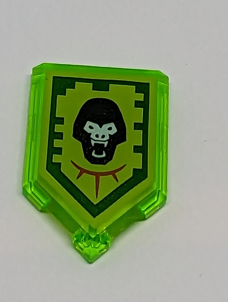 2x3 Fliese modifiziert Pentagon Fünfeck bedruckt with Nexo Power Shield Pattern - Gorilla Roar transparent mediumgrün trans bright green trans-bright green