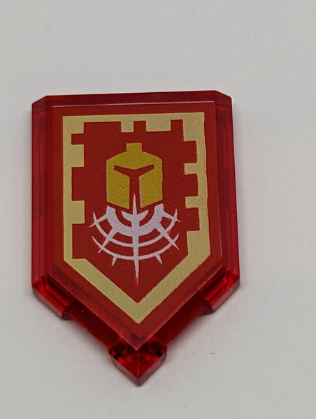 2x3 Fliese modifiziert Pentagon Fünfeck bedruckt with Nexo Power Shield Pattern - Commanding Shout transparent rot trans-red