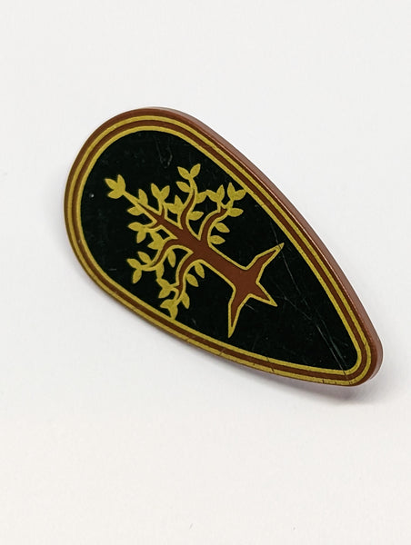 Minifigur Schild bedruckt Oval with Tree with Gold Leaves Pattern neubraun reddish brown