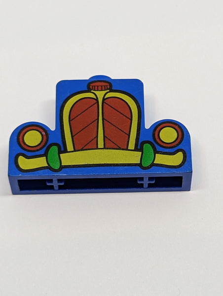 1x4x2 modifizierter Stein Center Stud Top with Car Grille Mickey Yellow/Red Pattern blau blue