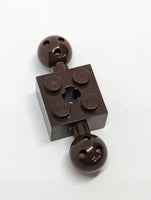 2x2 Technik Stein modifiziert mit 2 Kugeln und Achsloch dunkelbraun dark brown