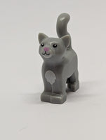 Katze, stehen mit weisser Brust und Nase, rosa bedruckt neuhellgrau light bluish gray